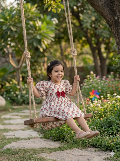 Crimson Blossom Bow Dress