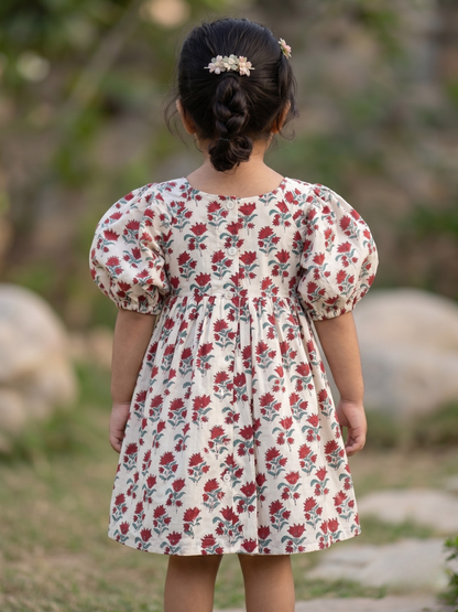 Crimson Blossom Bow Dress