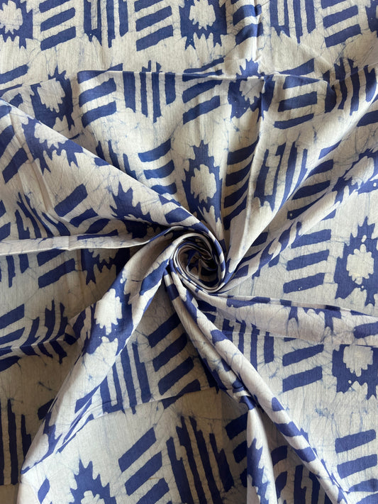 Lavander Geometrical Batik Printed Cotton Fabric