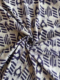 Purple Geometrical Batik Printed Cotton Fabric