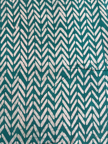 Rama Green Geometrical Batik Printed Cotton Fabric