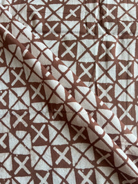 Brown Geometrical Batik Printed Cotton Fabric