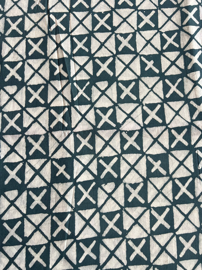 Grey Geometrical Batik Printed Cotton Fabric