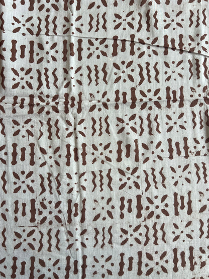 Brown Geometrical Batik Printed Cotton Fabric