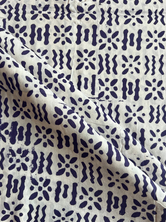 Purple Geometrical Batik Printed Cotton Fabric