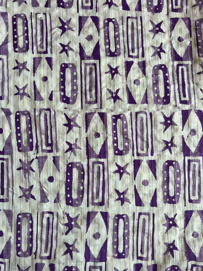 Purple Geometrical Printed Self Weaved Cotton Fabric