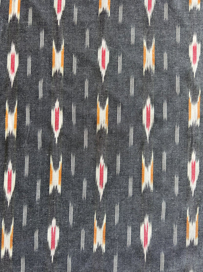 Geometric Woven Washed Ikat Cotton Fabric