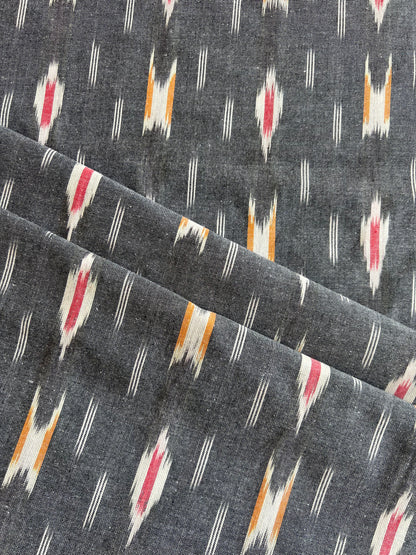 Geometric Woven Washed Ikat Cotton Fabric