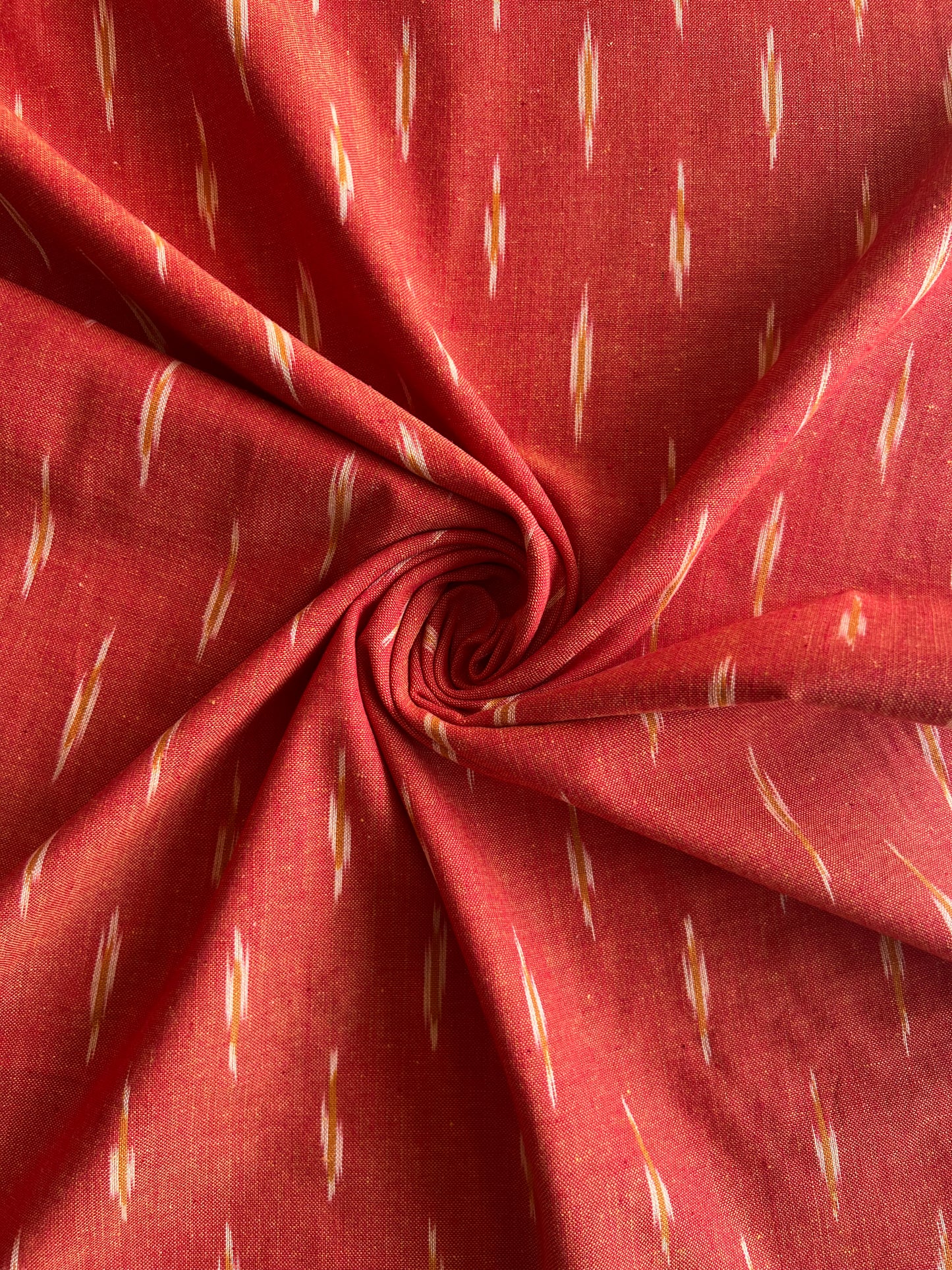 Geometric Woven Washed Ikat Cotton Fabric