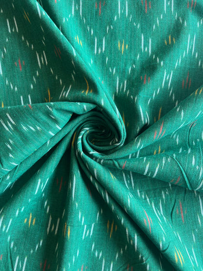 Geometric Woven Washed Ikat Cotton Fabric