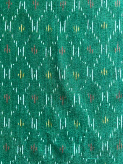 Geometric Woven Washed Ikat Cotton Fabric