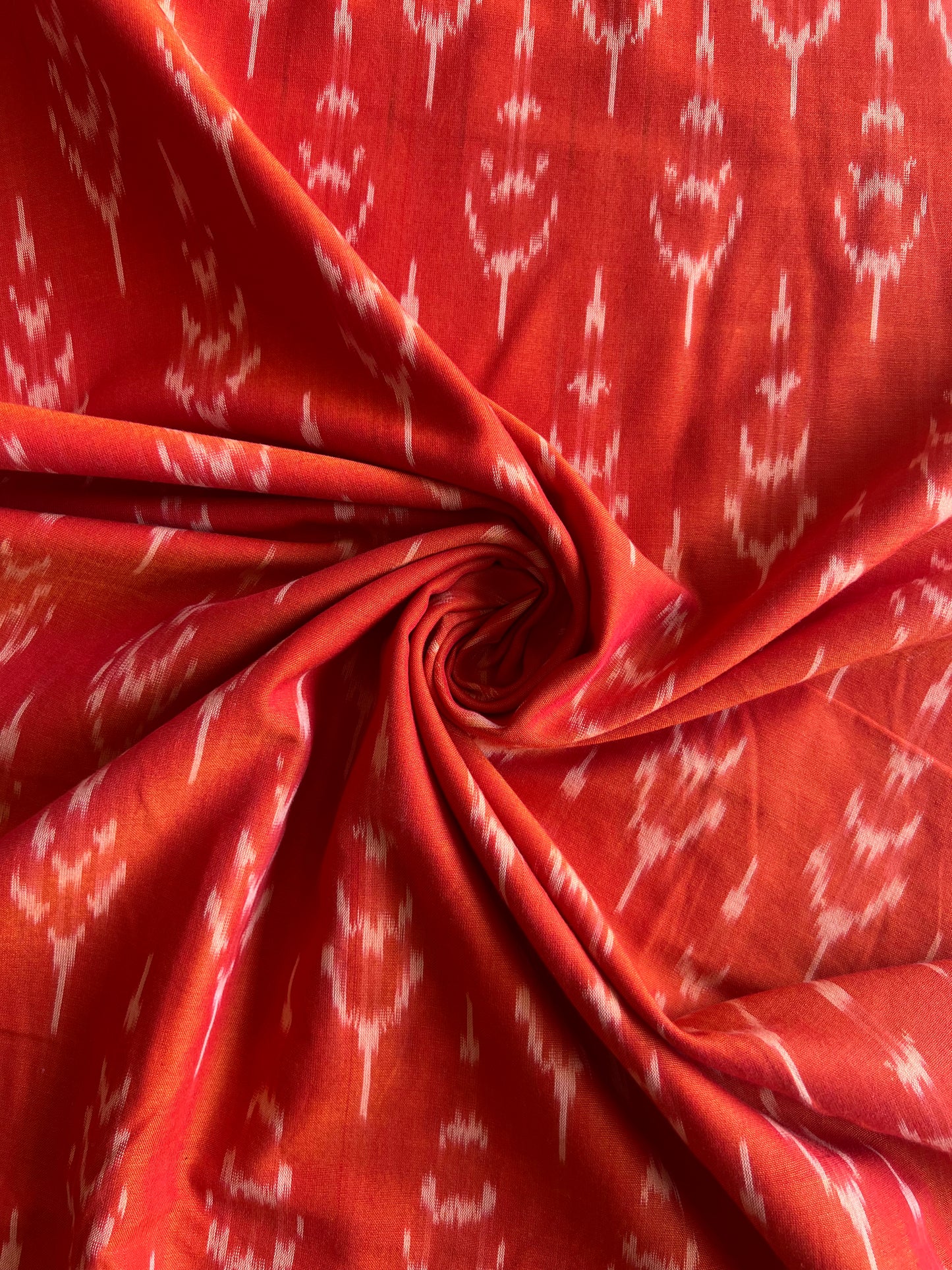 Silk Woven Washed Ikat Cotton Fabric