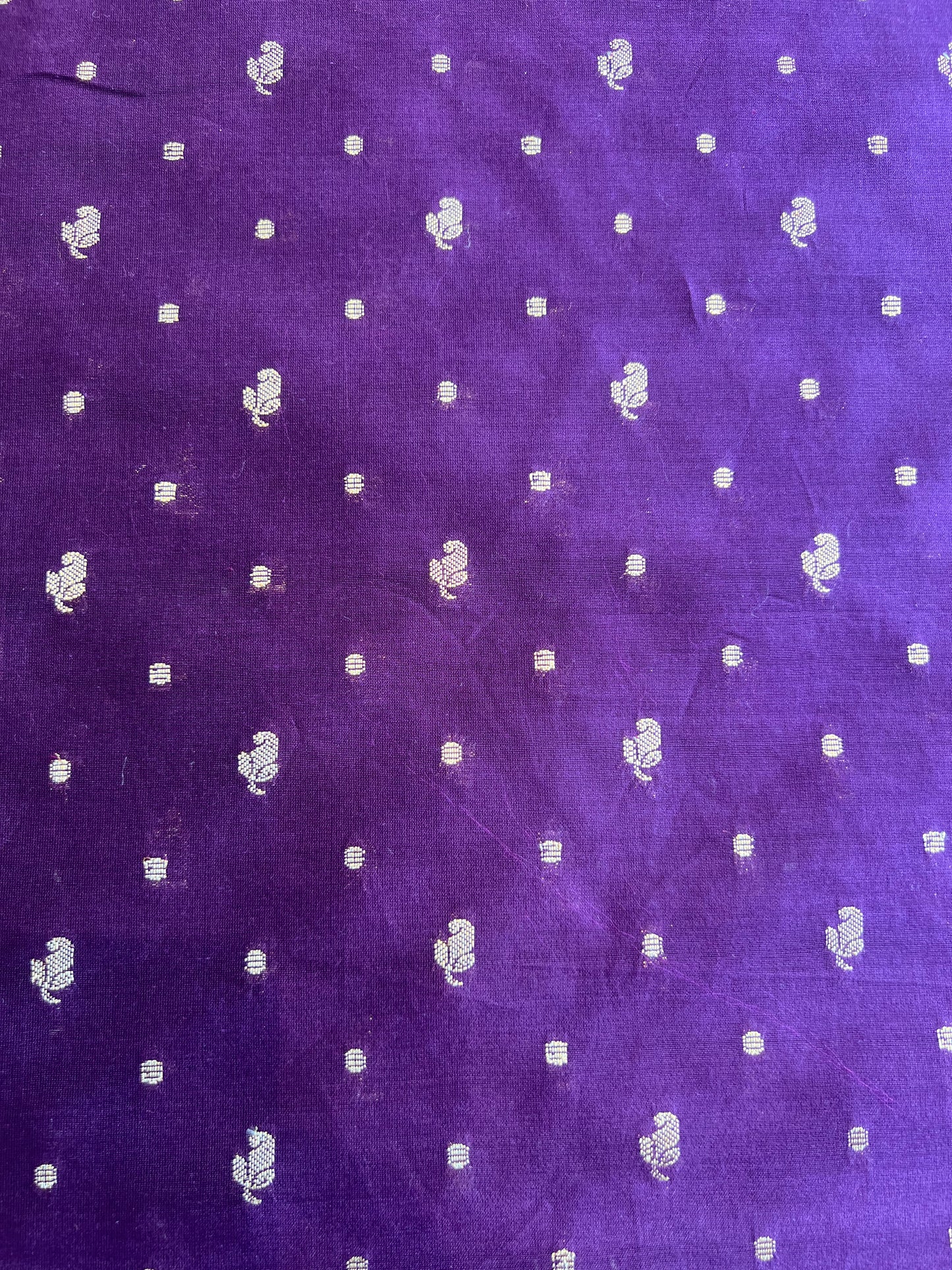 Purple Weaved Buti Maheshwari Silk Fabric