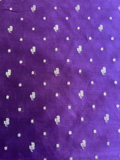 Purple Weaved Buti Maheshwari Silk Fabric