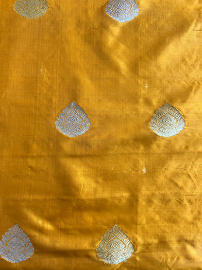 Mustard Weaved Pure Silk Fabric