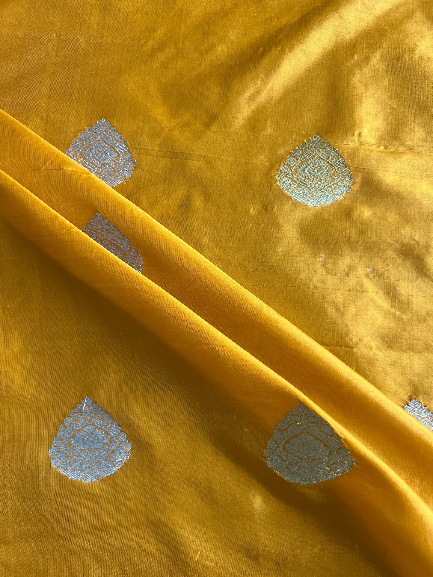 Mustard Weaved Pure Silk Fabric