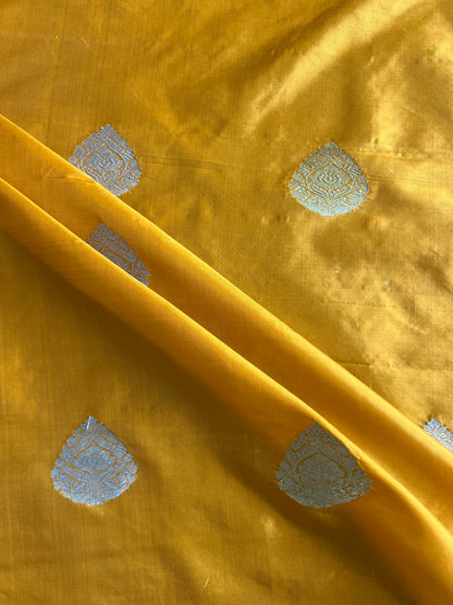 Mustard Weaved Pure Silk Fabric