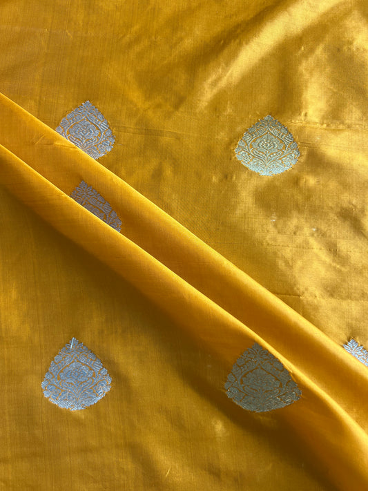 Mustard Weaved Pure Silk Fabric