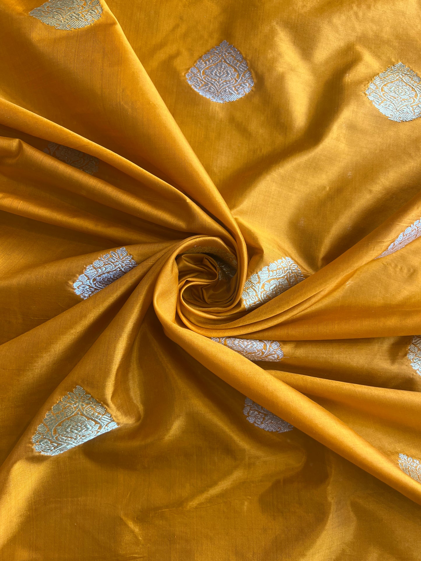 Mustard Weaved Pure Silk Fabric