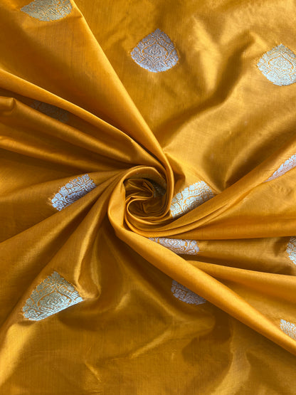 Mustard Weaved Pure Silk Fabric