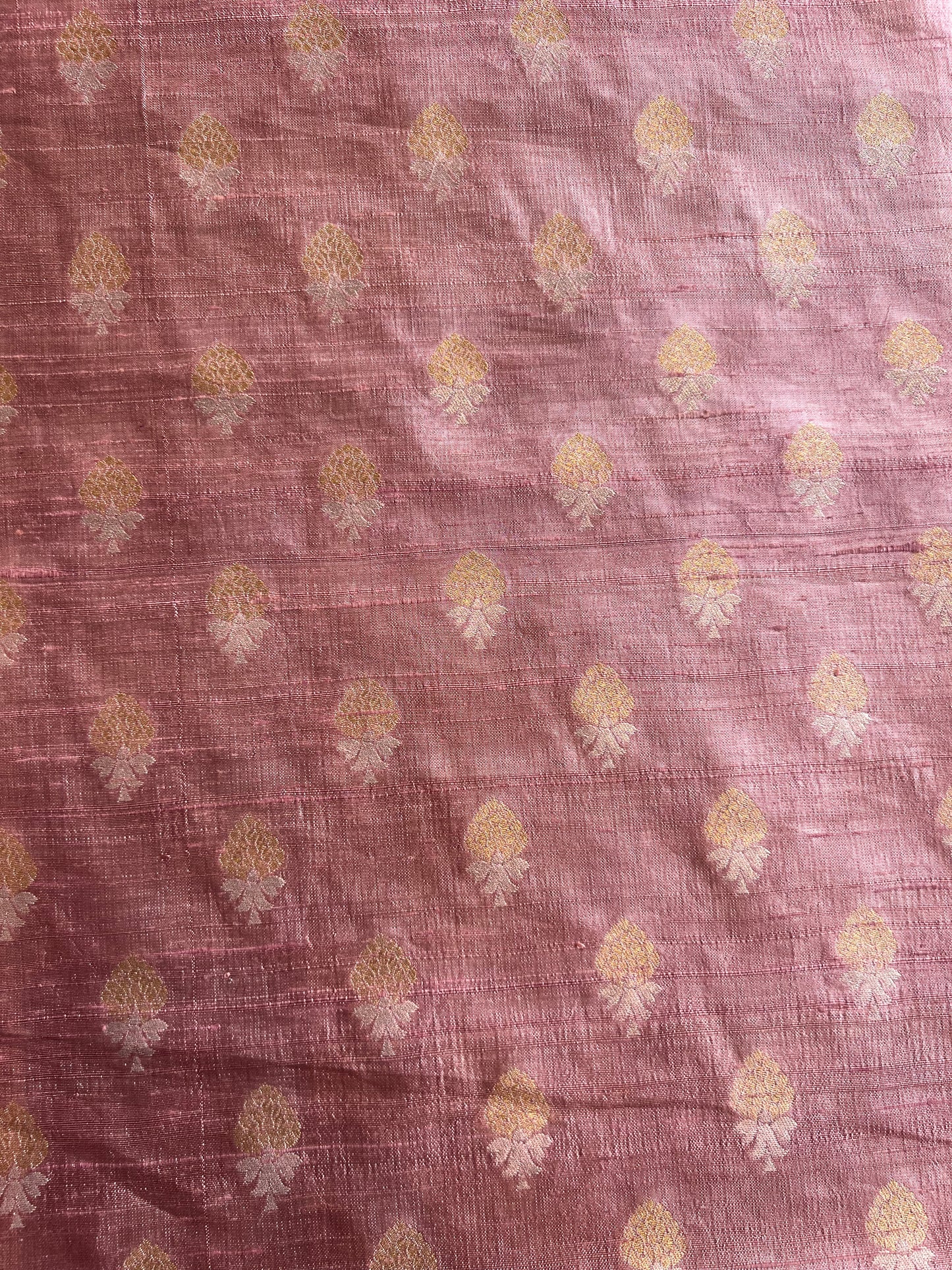 Pink Weaved Pure Raw Silk Fabric
