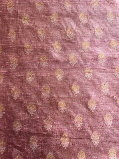 Pink Weaved Pure Raw Silk Fabric