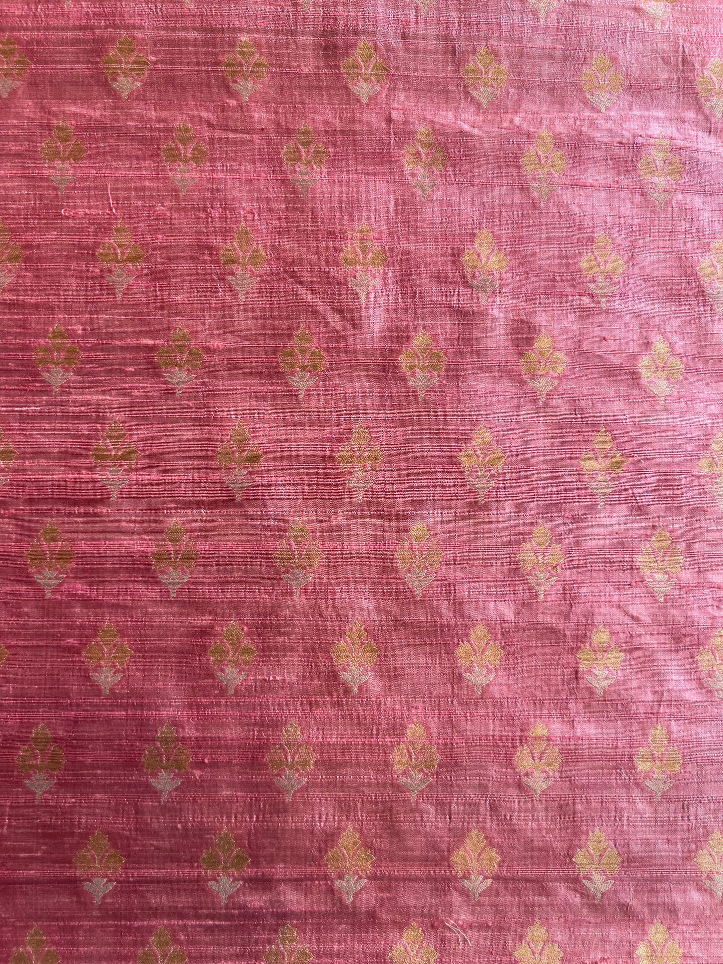Powder Pink Weaved Pure Raw Silk Fabric