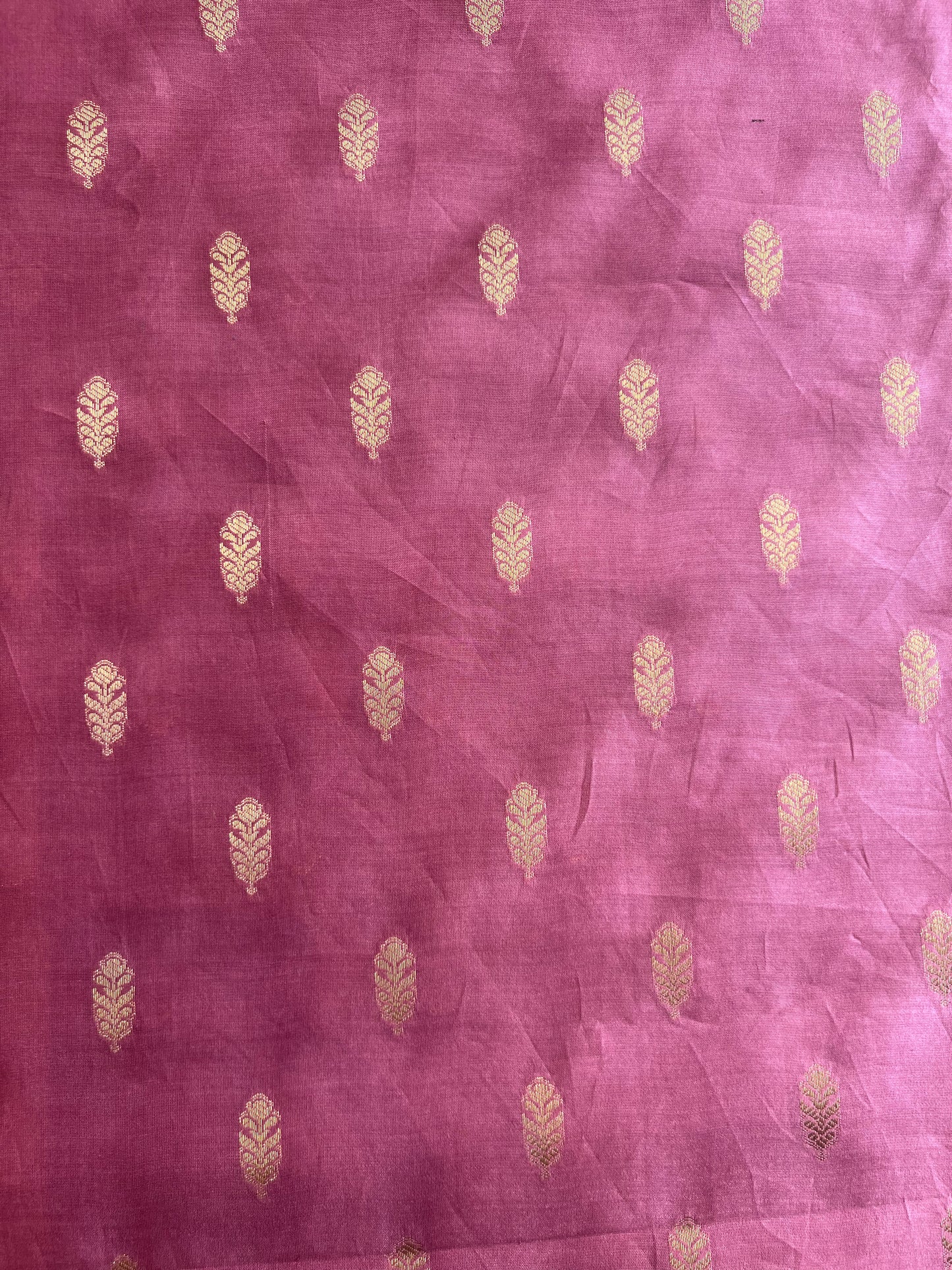 Onion Pink Weaved Buti Maheshwari Silk Fabric