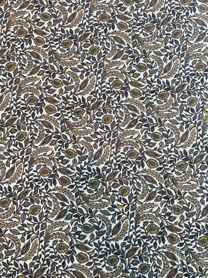 Beige Floral Jaal Printed Cotton Spun Fabric