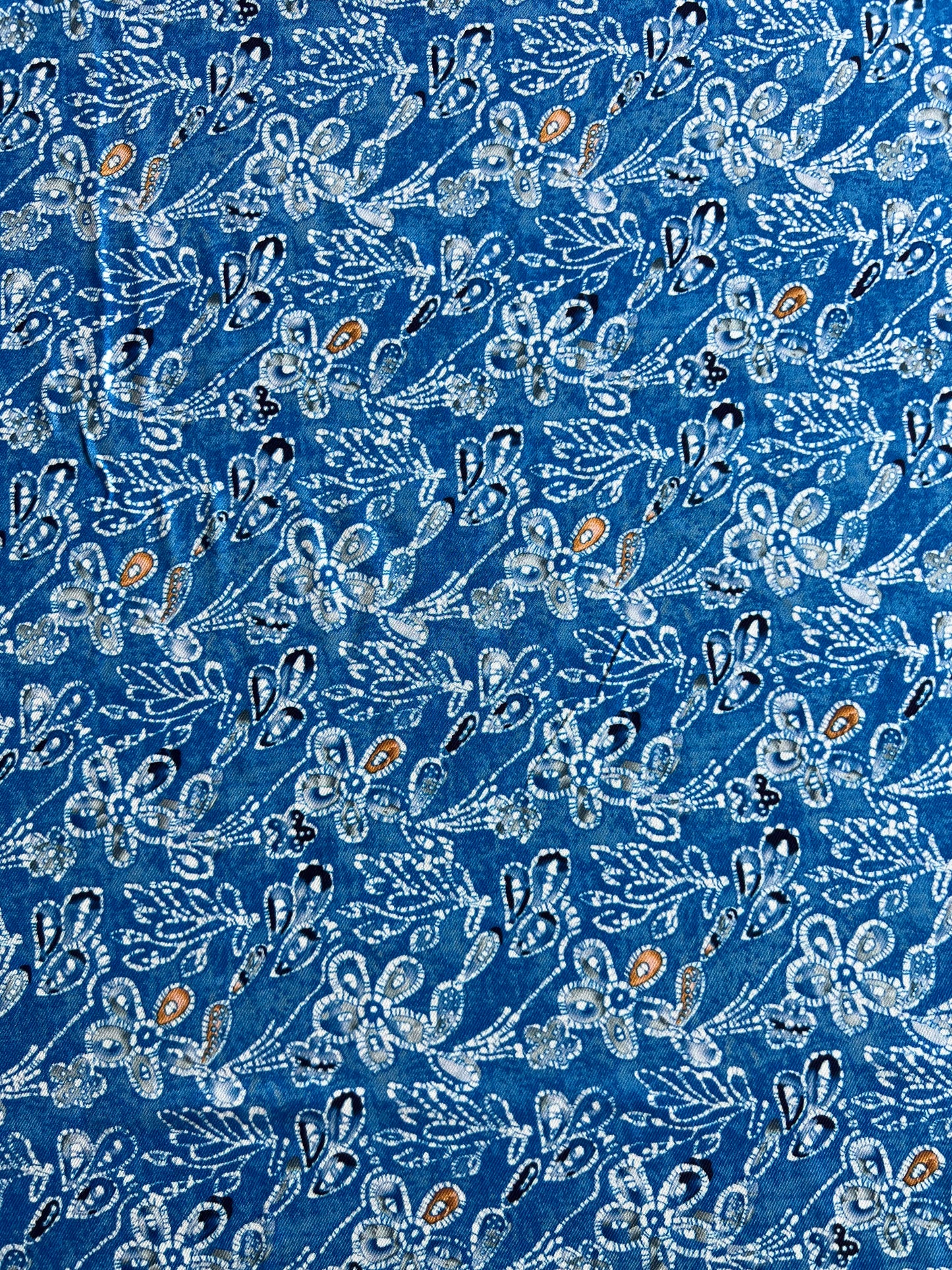 Royal Blue Batik Printed Cotton Spun Fabric
