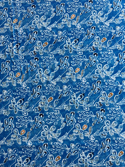Royal Blue Batik Printed Cotton Spun Fabric