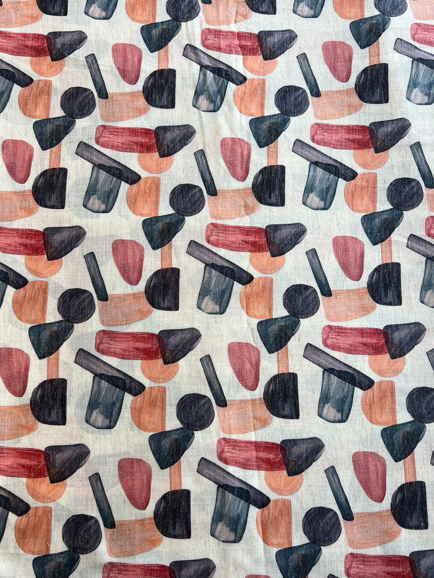 Geometrical Printed Cotton Linen Fabric