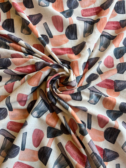 Geometrical Printed Cotton Linen Fabric
