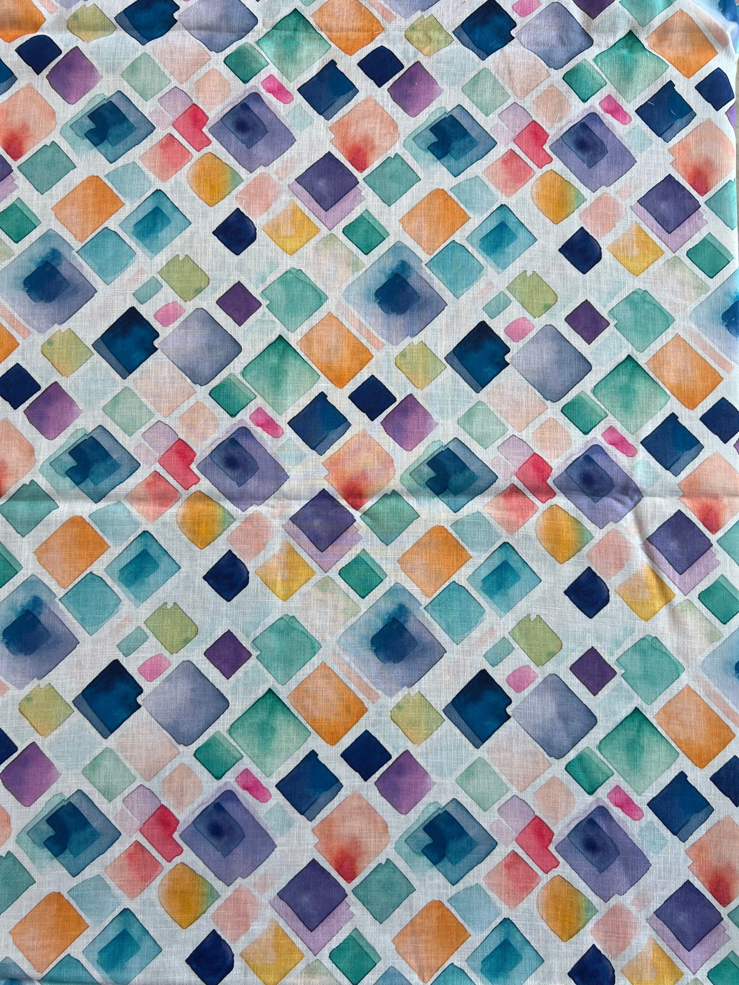 Multicolour Geometrical Printed Cotton Linen Fabric