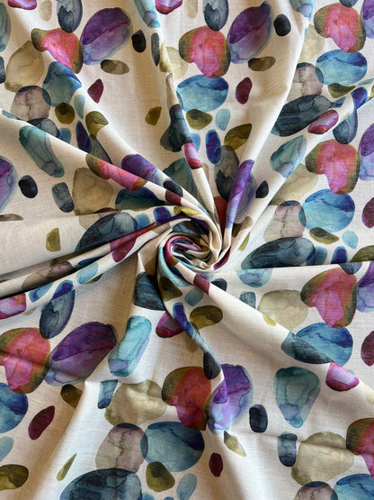Hand Painted Pattern Cotton Linen Fabric