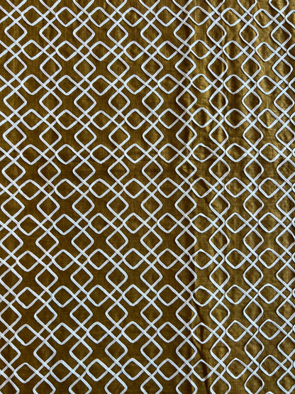Mustard Dori Work Embroidered Cotton Linen Fabric