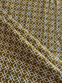 Mustard Dori Work Embroidered Cotton Linen Fabric