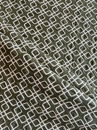 Green Dori Work Embroidered Cotton Linen Fabric