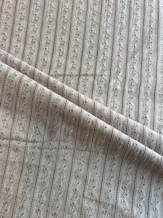 Coco Self Embroidered Cut Work Cotton Fabric