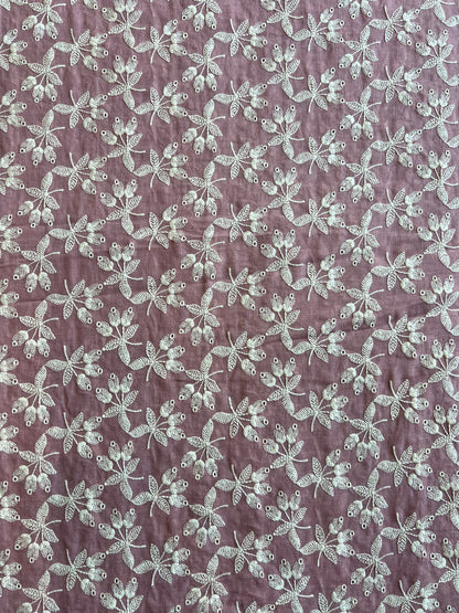 Wine Embroidered 2 by 2 Rubia Fabric