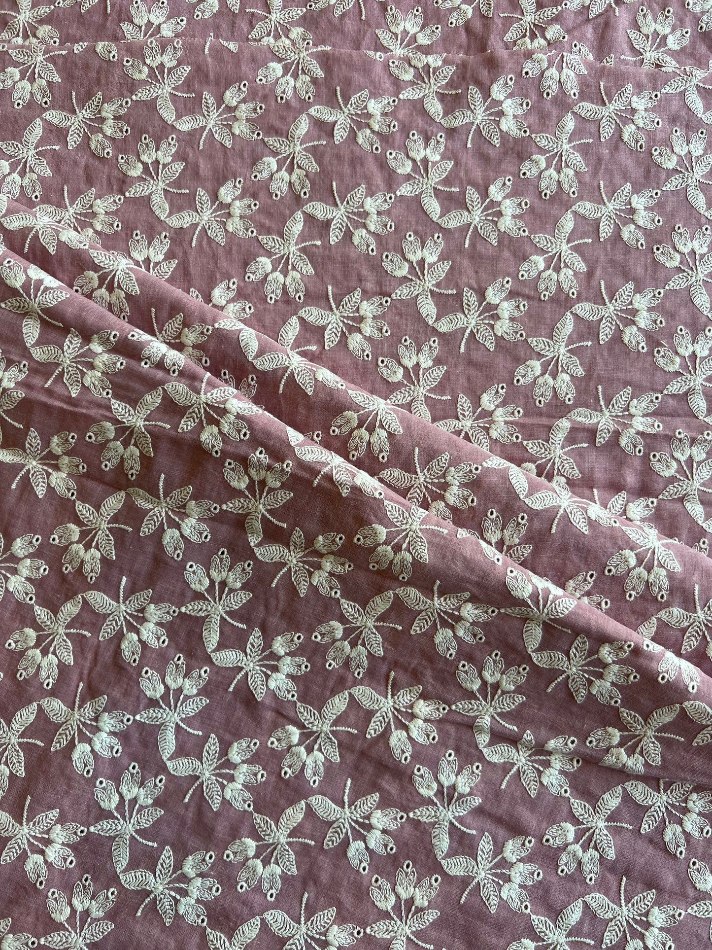 Wine Embroidered 2 by 2 Rubia Fabric
