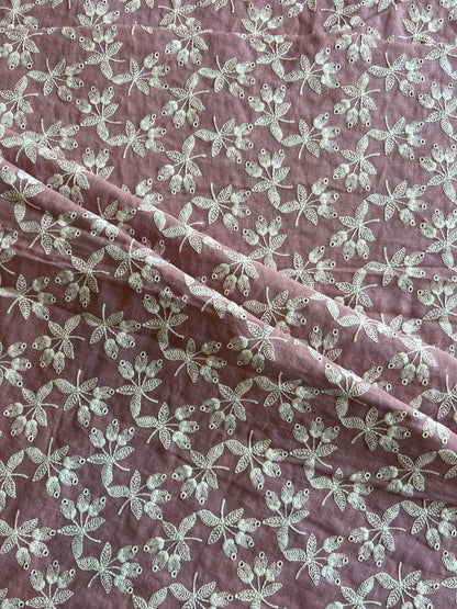 Wine Embroidered 2 by 2 Rubia Fabric