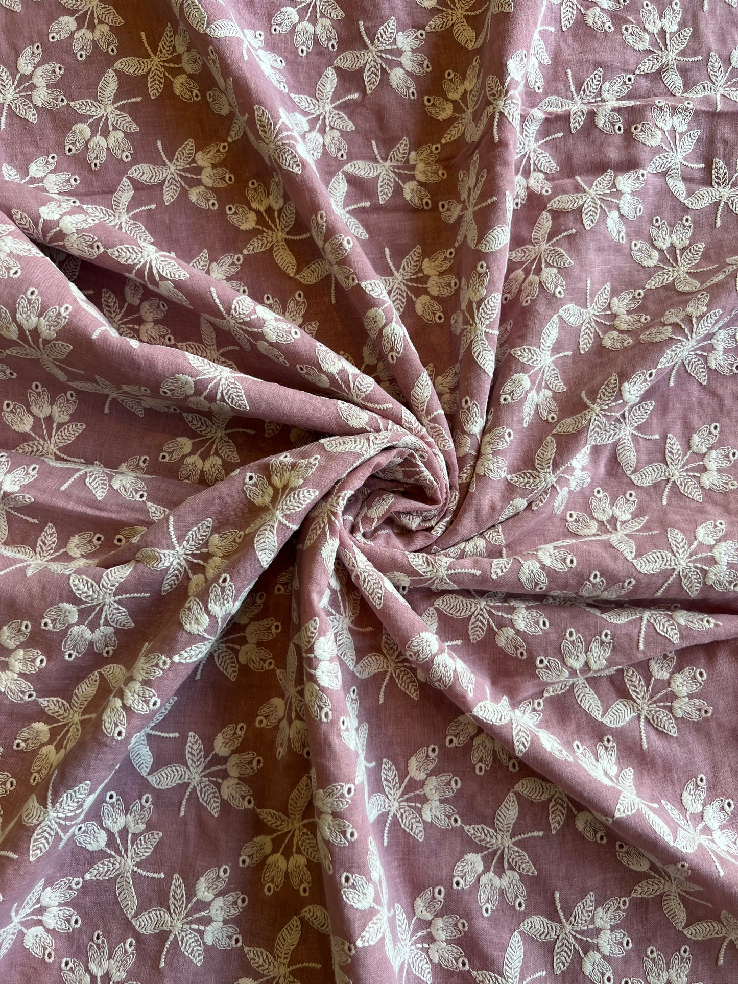 Wine Embroidered 2 by 2 Rubia Fabric