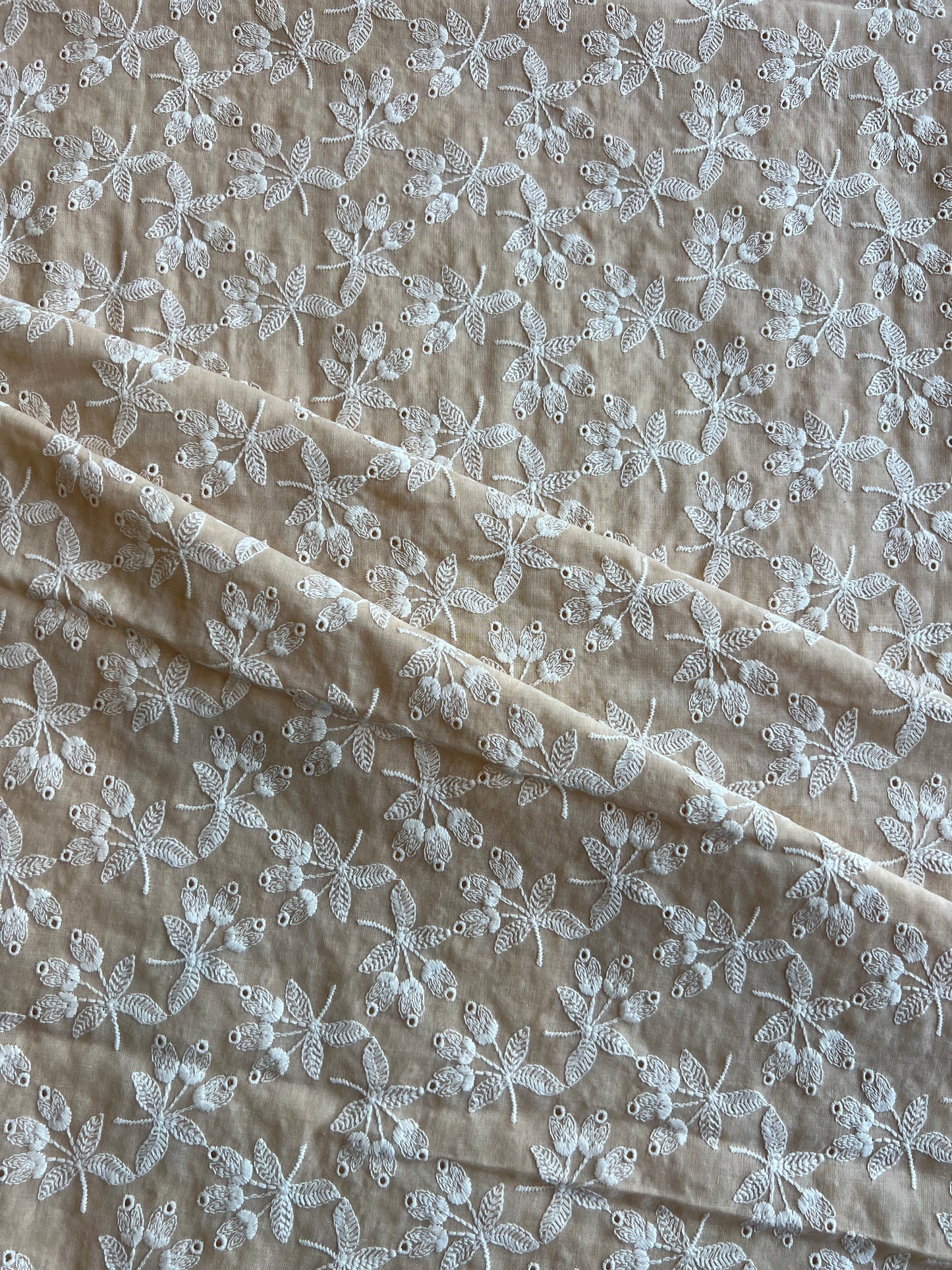 Beige Embroidered 2 by 2 Rubia Fabric