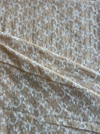 Beige Embroidered 2 by 2 Rubia Fabric