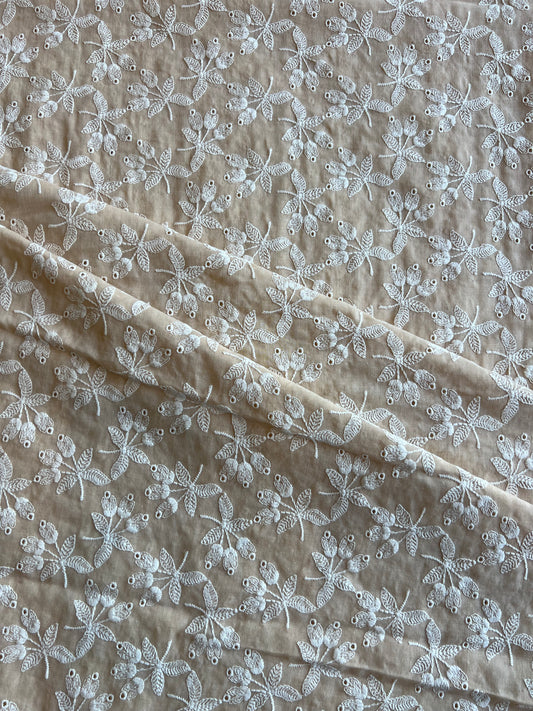 Beige Embroidered 2 by 2 Rubia Fabric