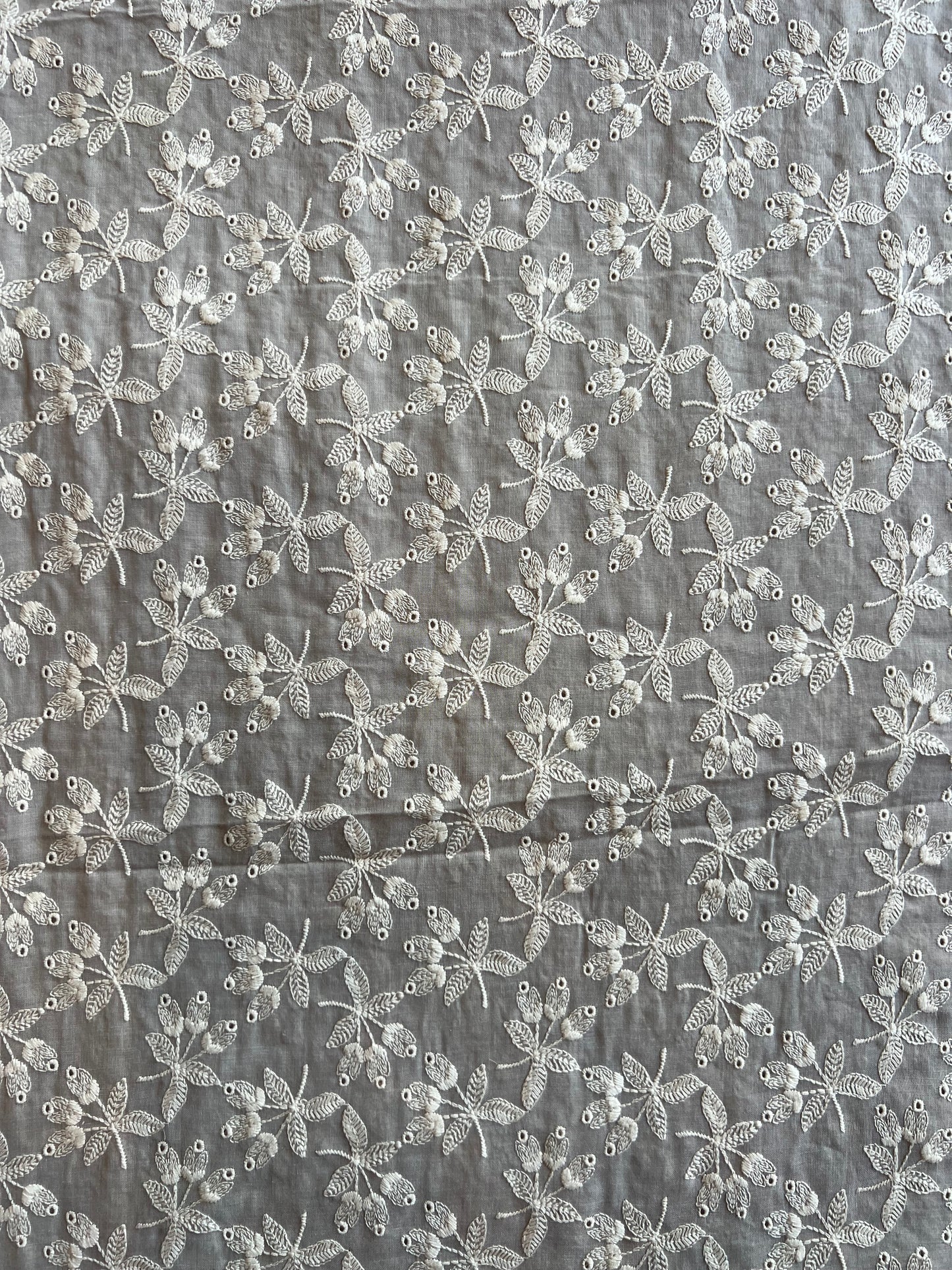 Grey Embroidered 2 by 2 Rubia Fabric
