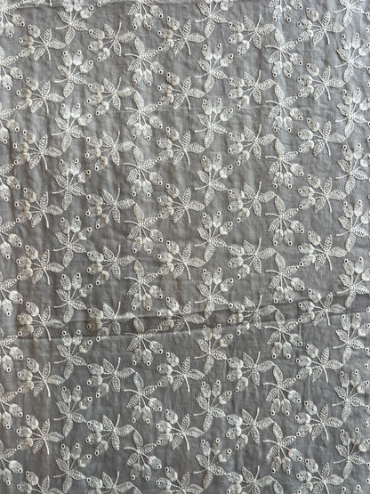 Grey Embroidered 2 by 2 Rubia Fabric