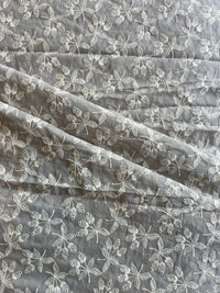 Grey Embroidered 2 by 2 Rubia Fabric