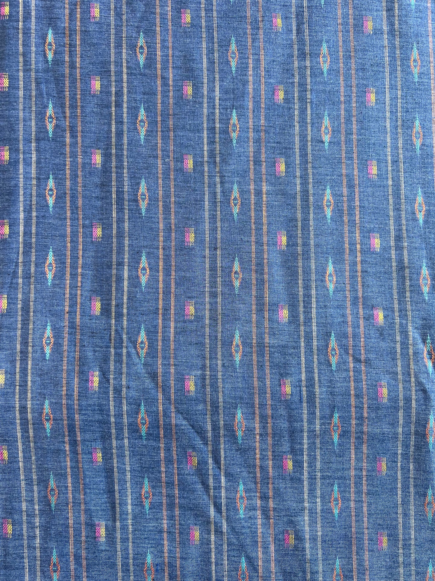 Blue Self Weaved Cotton Fabric